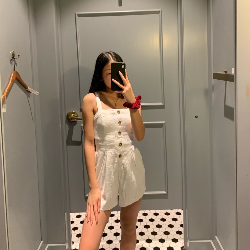 hollister white eyelet lace romper